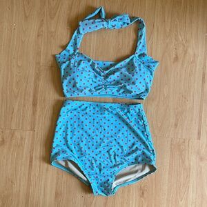 Blue Polka Dot Women's Swimwear Set